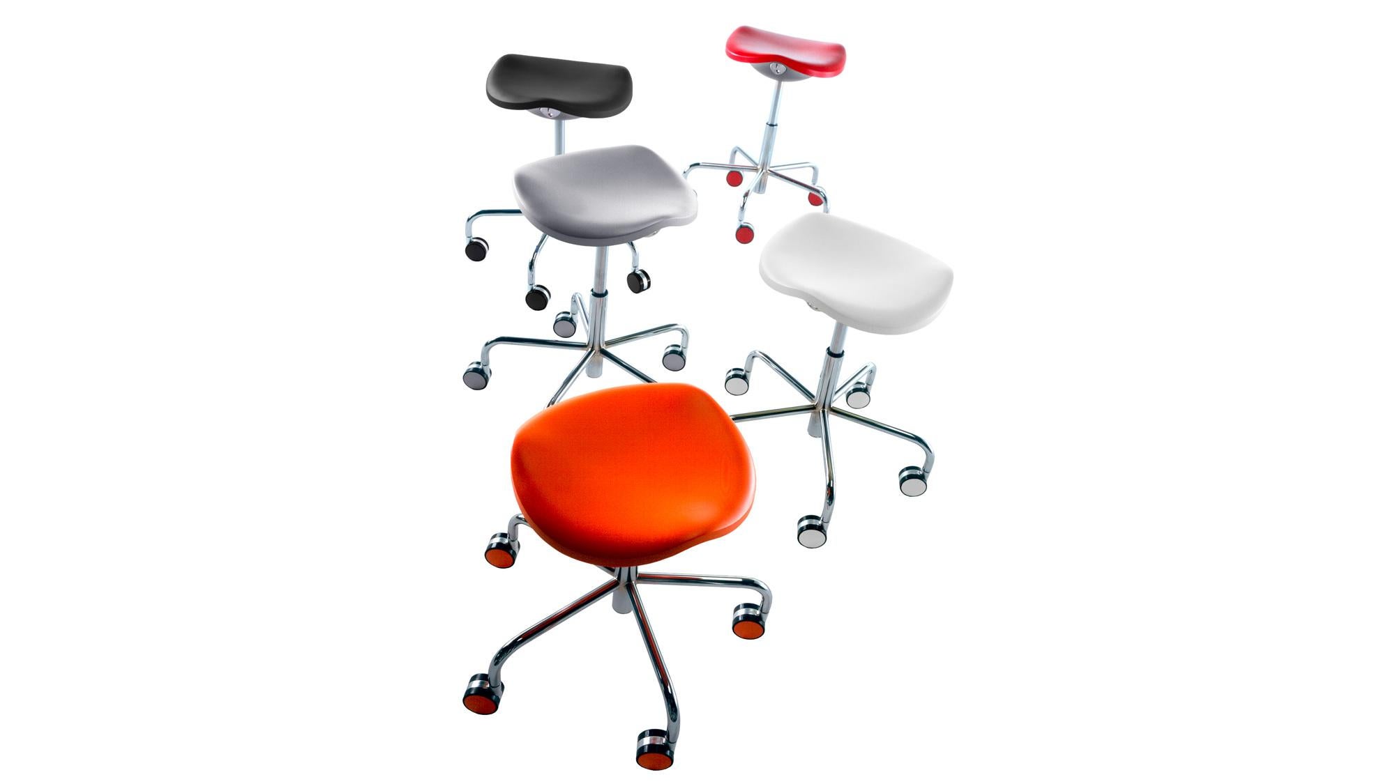 Stool with gas-lift height adjustment with wheels Rexite Welcome - Red In New Condition For Sale In Alcamo, IT