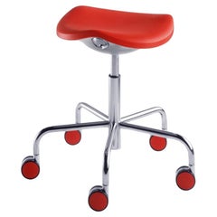 Tabouret à hauteur réglable par vérin à gaz avec roulettes Rexite Welcome - Rouge