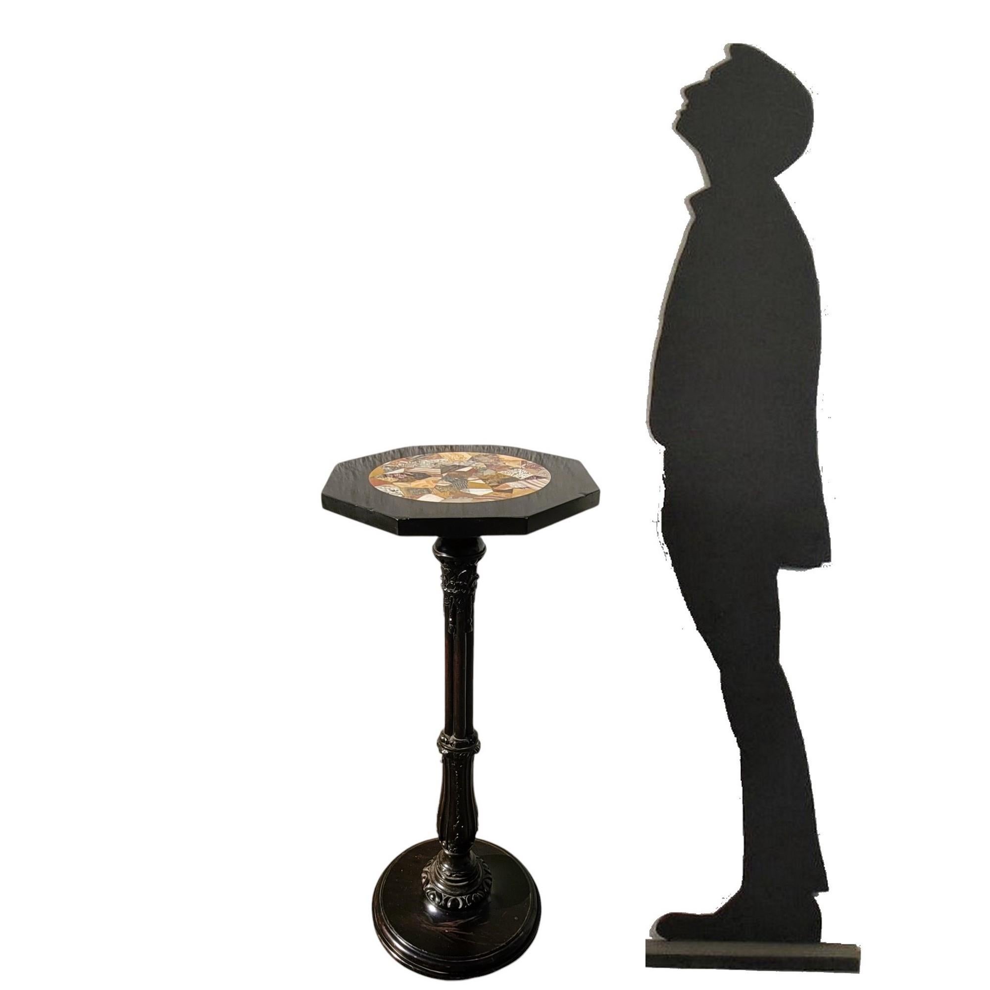 Hocker mit Hartstein-Marketerie, 19. Jahrhundert im Angebot 10