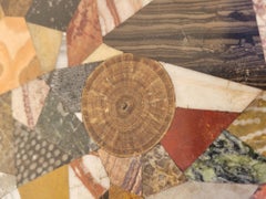 Stool With Hard Stone Marquetry Top, 19th Century