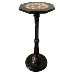Stool With Hard Stone Marquetry Top, 19th Century
