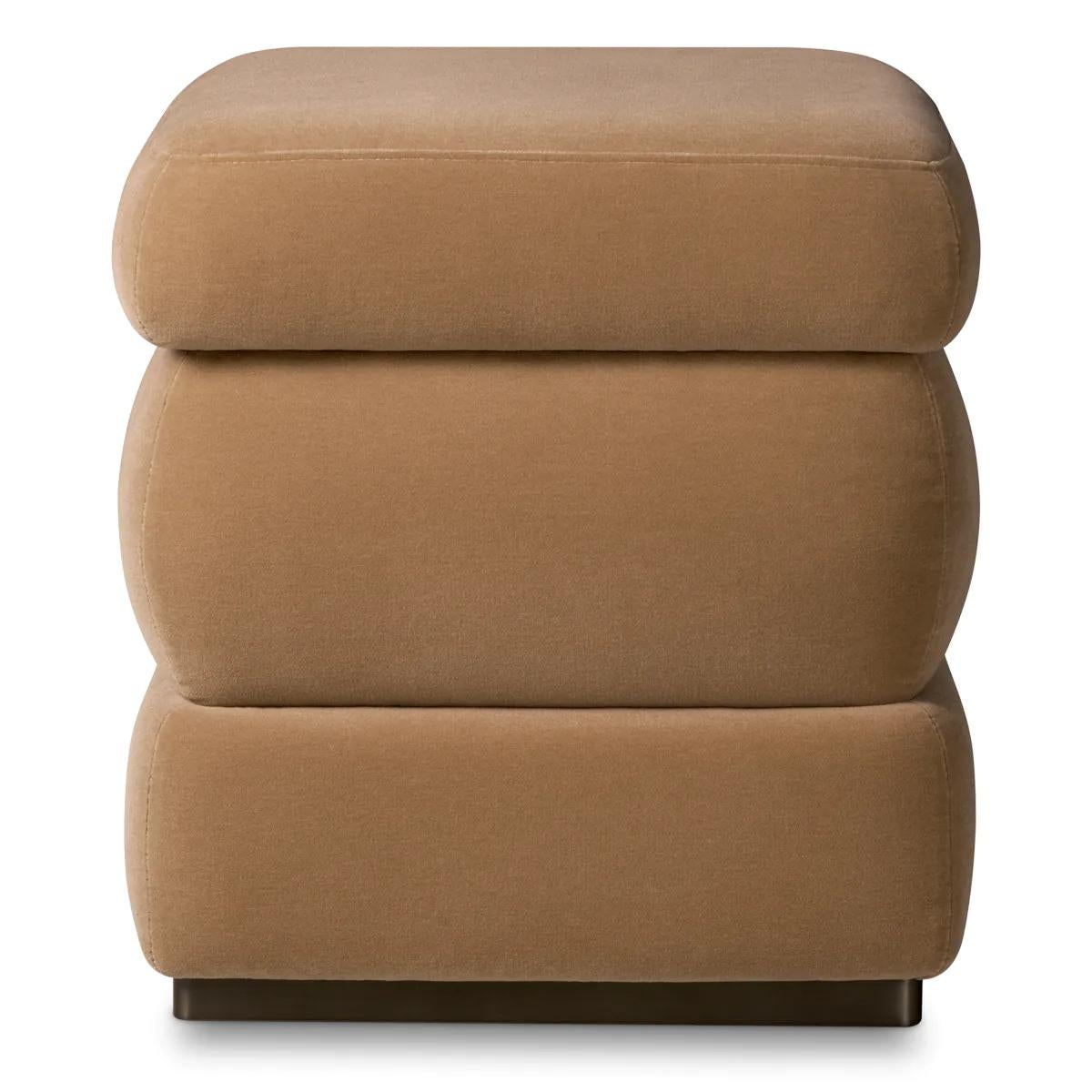 Stool, Wool Camel Color, Bronze Finish Base In New Condition For Sale In Saint-Ouen, FR