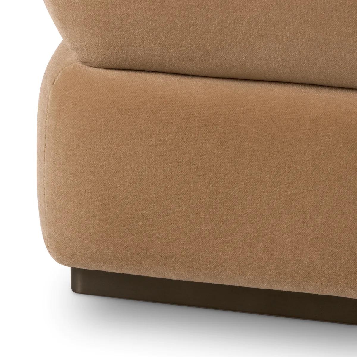 Stool, Wool Camel Color, Bronze Finish Base For Sale 1