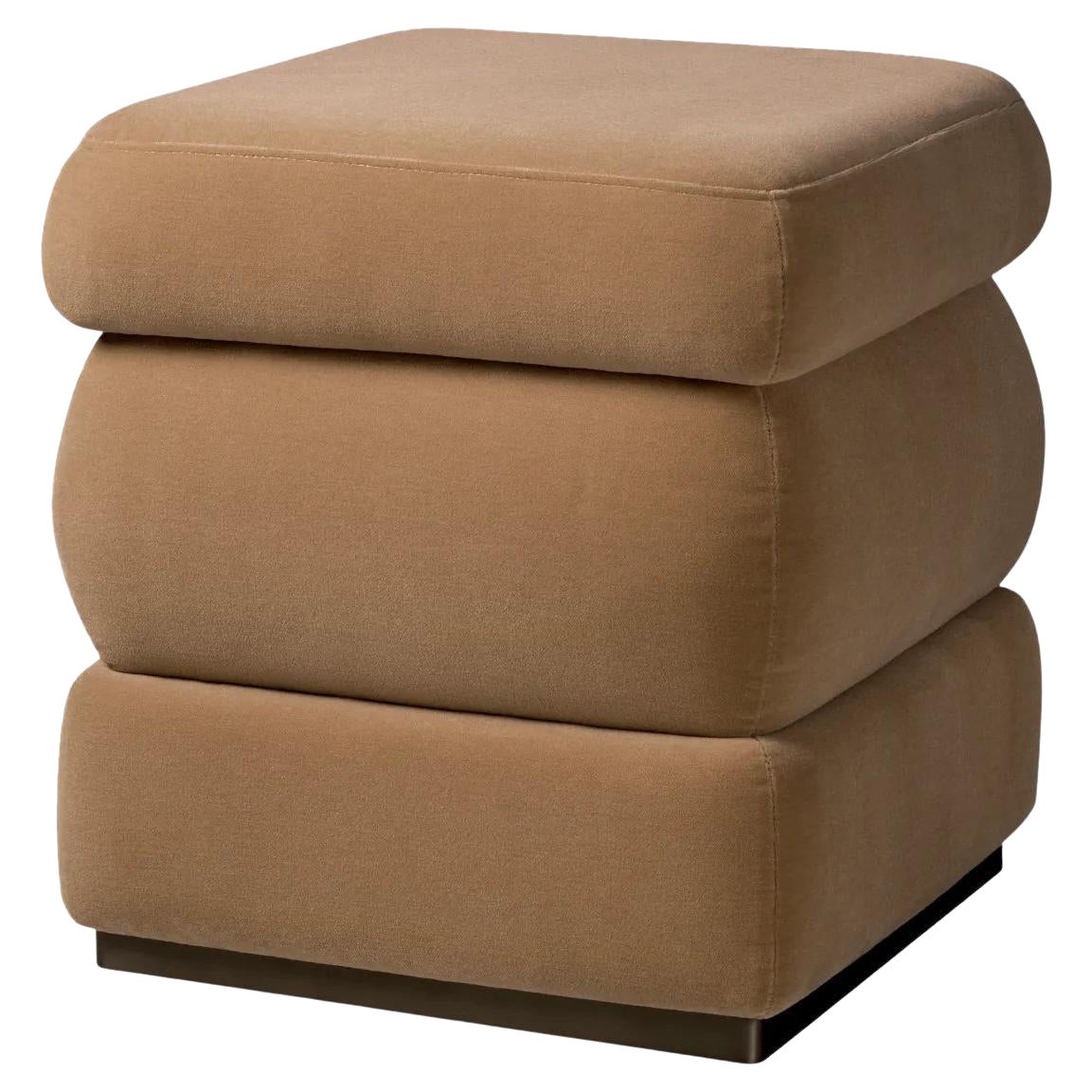 Tabouret, laine couleur camel, base finition bronze