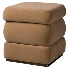 Stool, Wool Camel Color, Bronze Finish Base