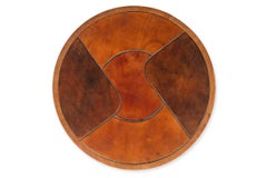 Stools, and wall lamp in cherry wood and leather. 1970s