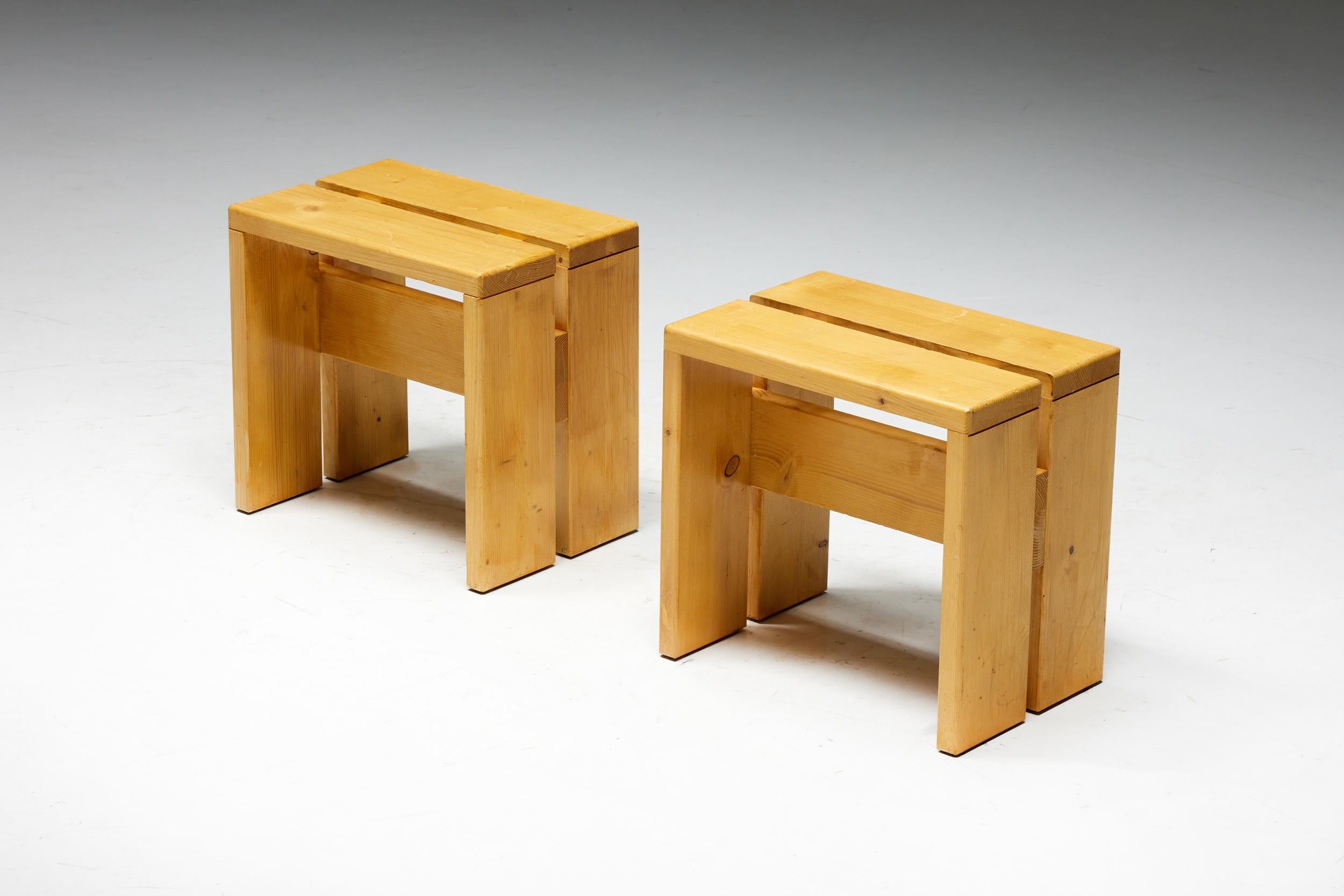 Stools by Charlotte Perriand for Les Arcs, France, 1960s For Sale 4