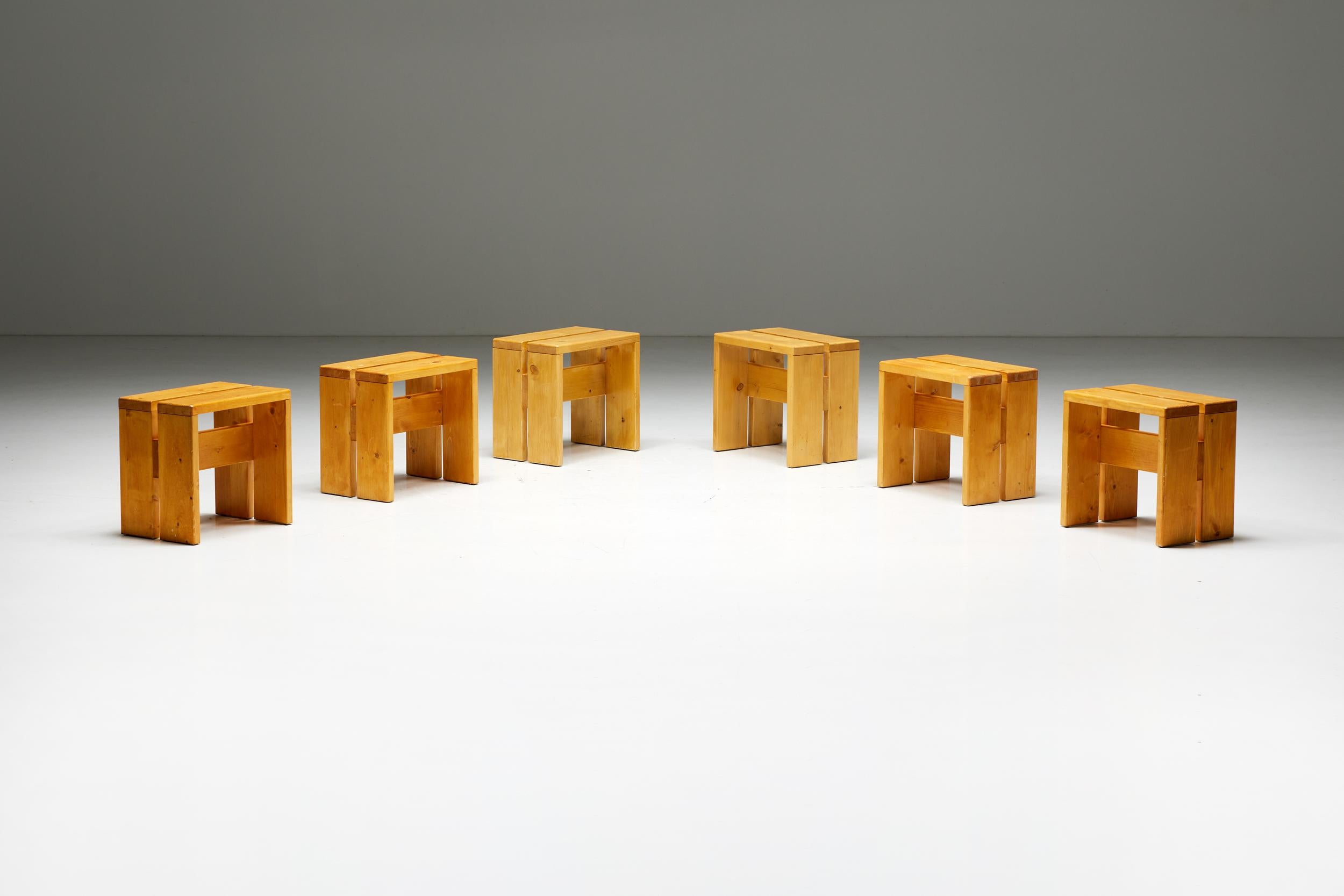 Stools by Charlotte Perriand for Les Arcs, France, 1960s In Excellent Condition For Sale In Antwerp, BE