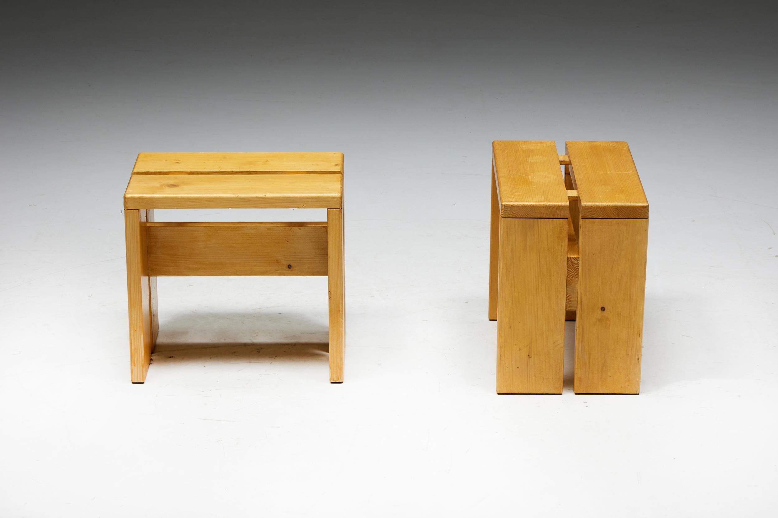 Stools by Charlotte Perriand for Les Arcs, France, 1960s For Sale 2