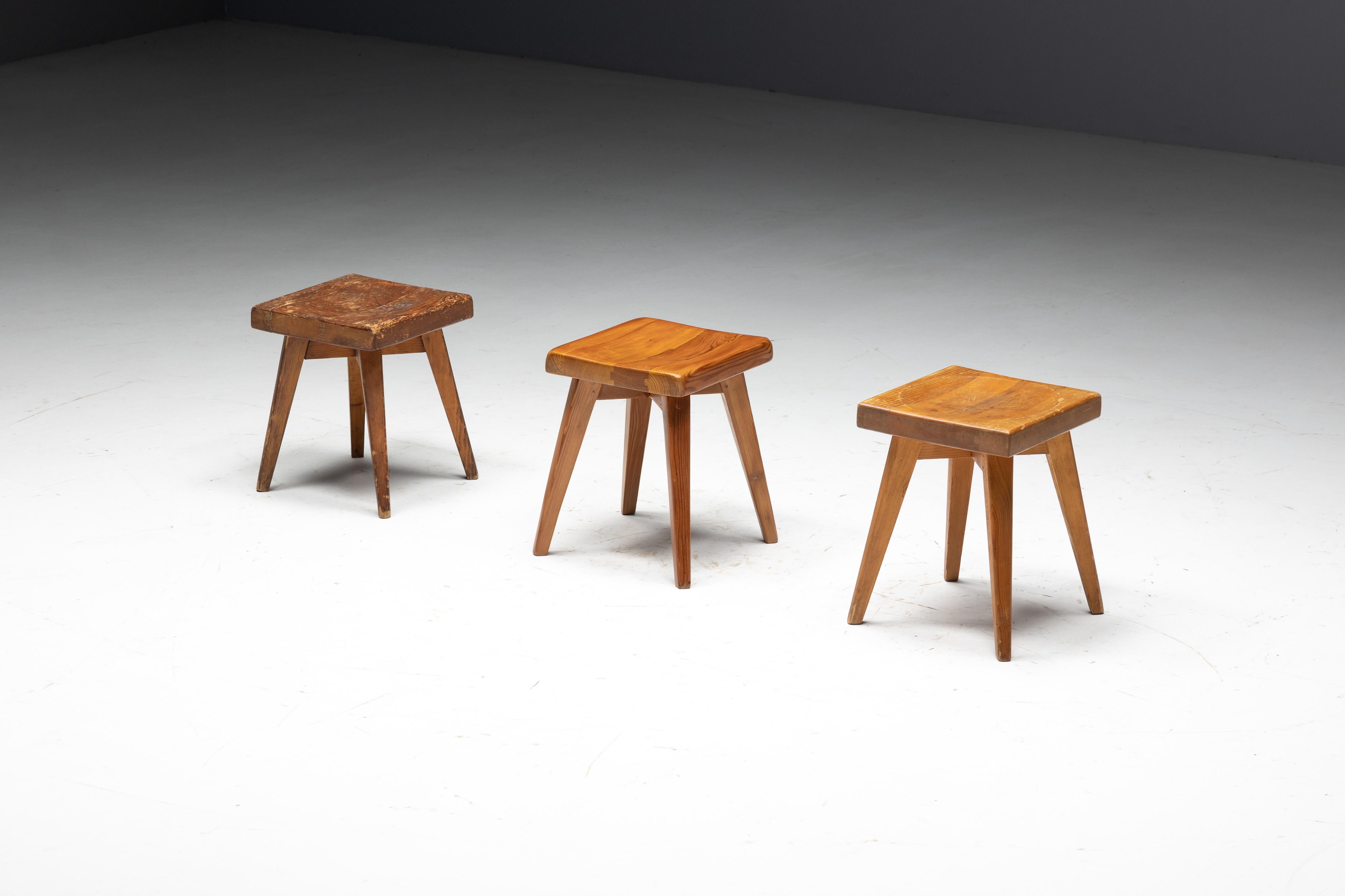 Mid-Century Modern Tabourets de Christian Durupt et Charlotte Perriand, France, années 1960 en vente