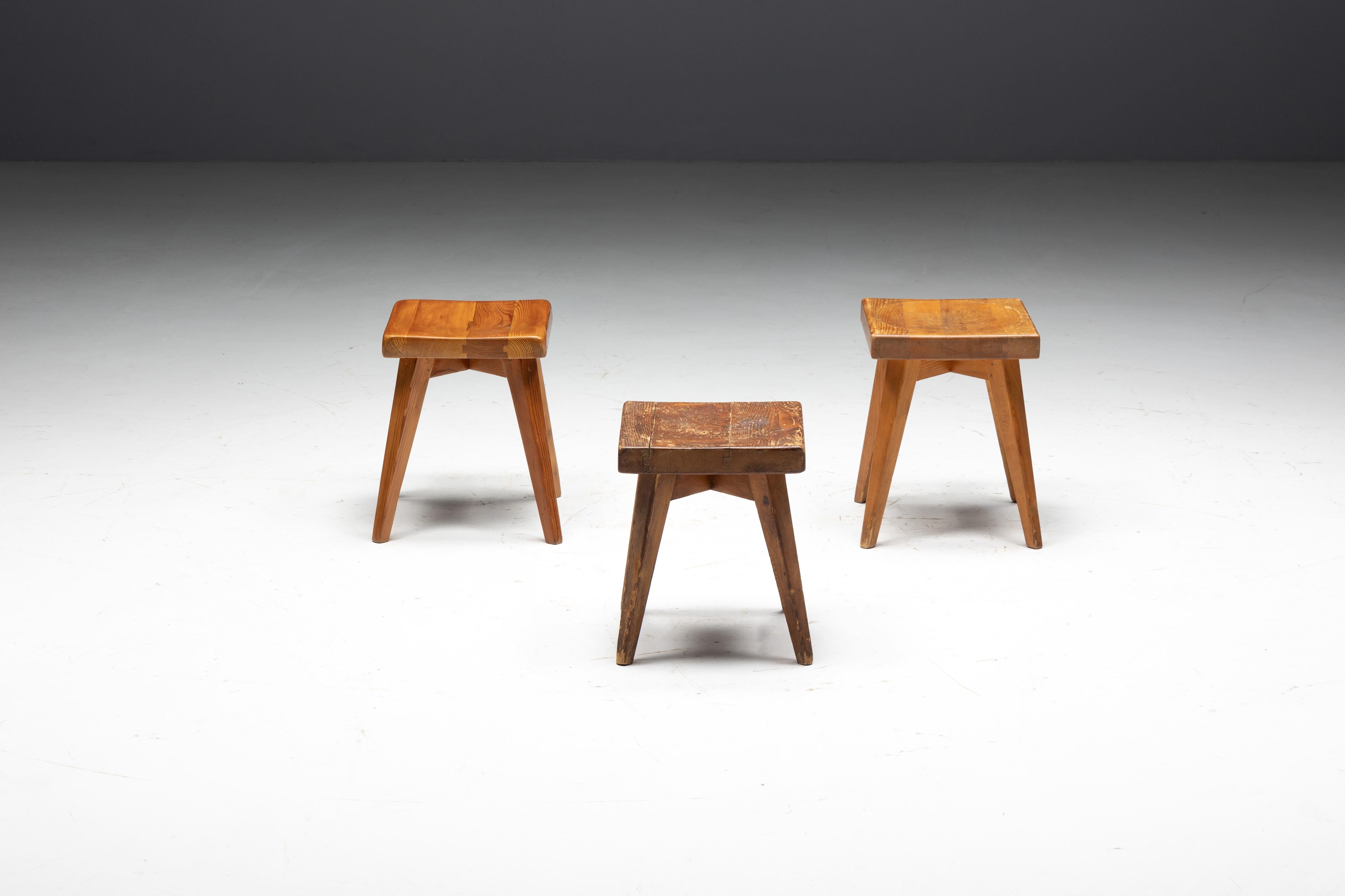 Français Tabourets de Christian Durupt et Charlotte Perriand, France, années 1960 en vente