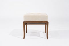 Stools by T.H. Robsjohn-Gibbings in Walnut and Velvet, C. 1950s