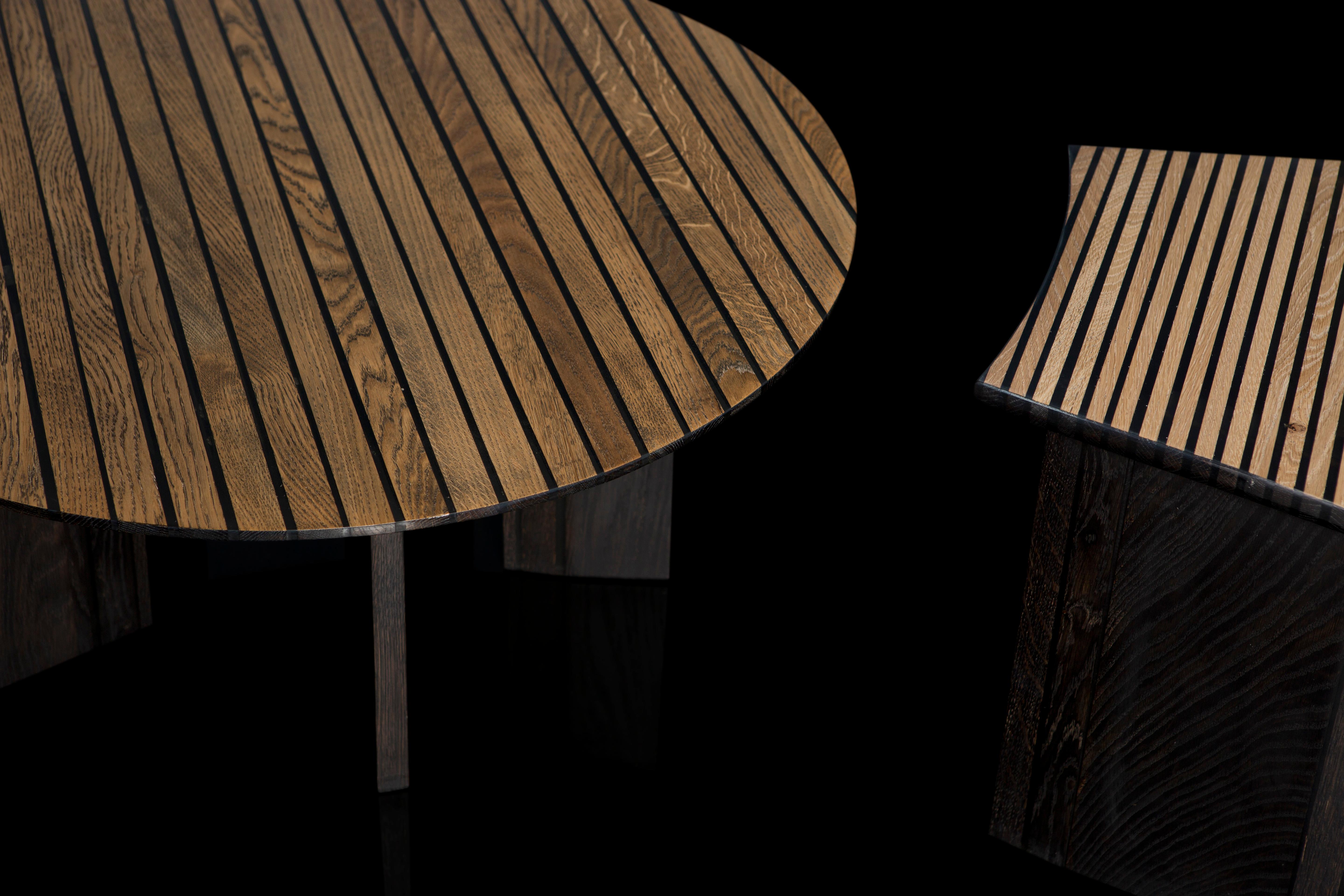 Stools, ebonized oak and clear resin.  For Sale 8