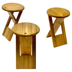 Stools Foldable by Adrian Reed, in Wood, Set of 3, United Kingdom, 1984
