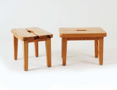 Hocker aus massiver Kiefer, Schweden, 1970er Jahre