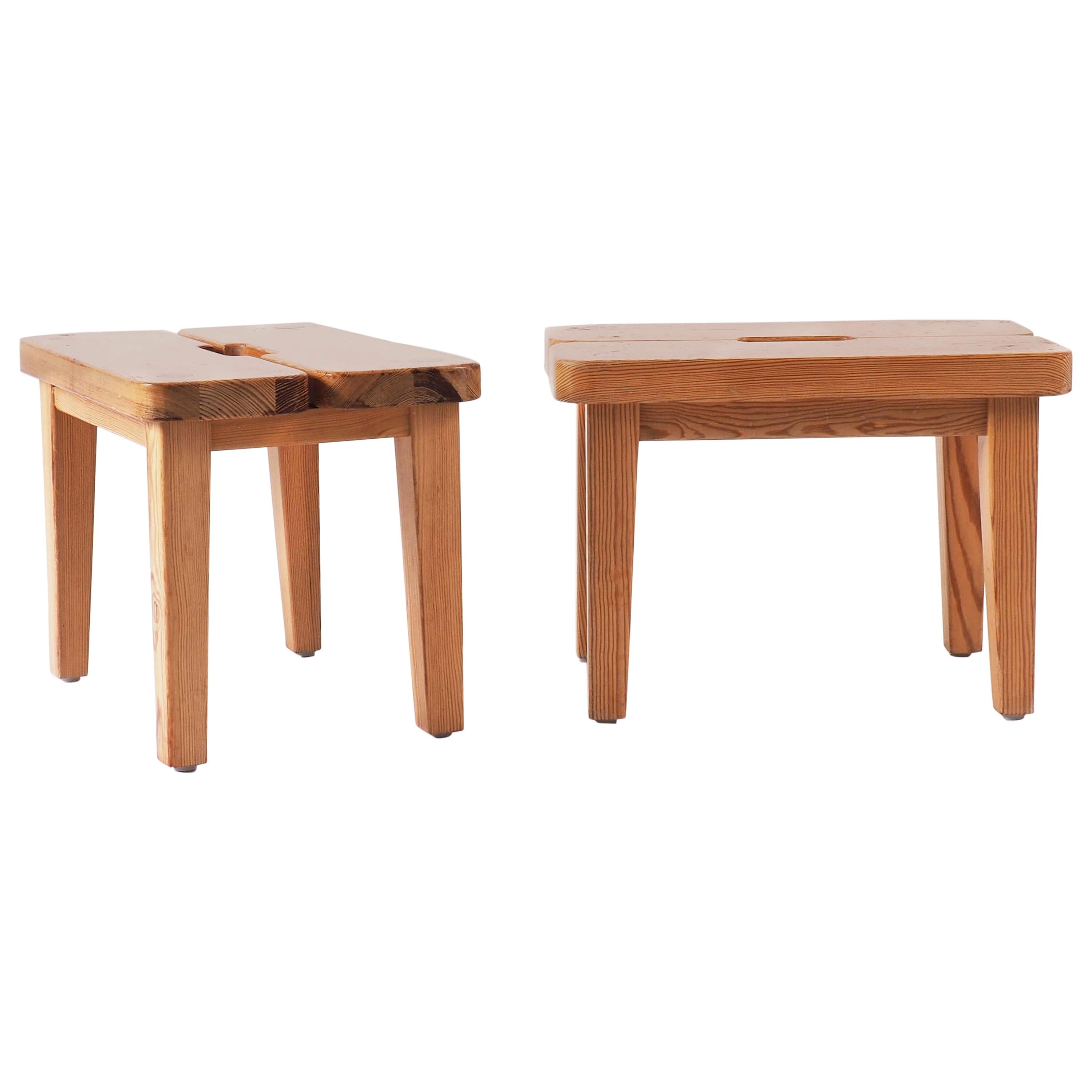 Stools in Massive Pine, Sweden, 1970s For Sale