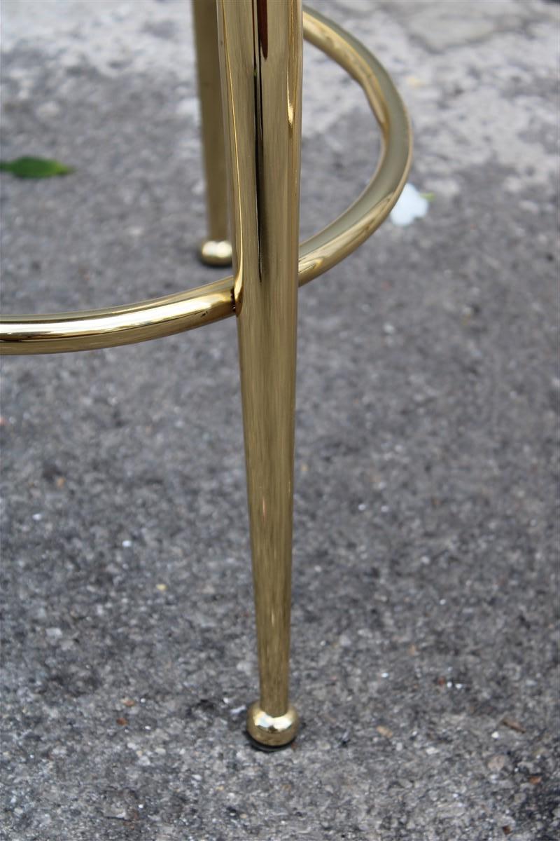 Stools in Mid-Century Italian Gold Brass Gold Velvet 1950s Gio Ponti Style In Good Condition For Sale In Palermo, Sicily