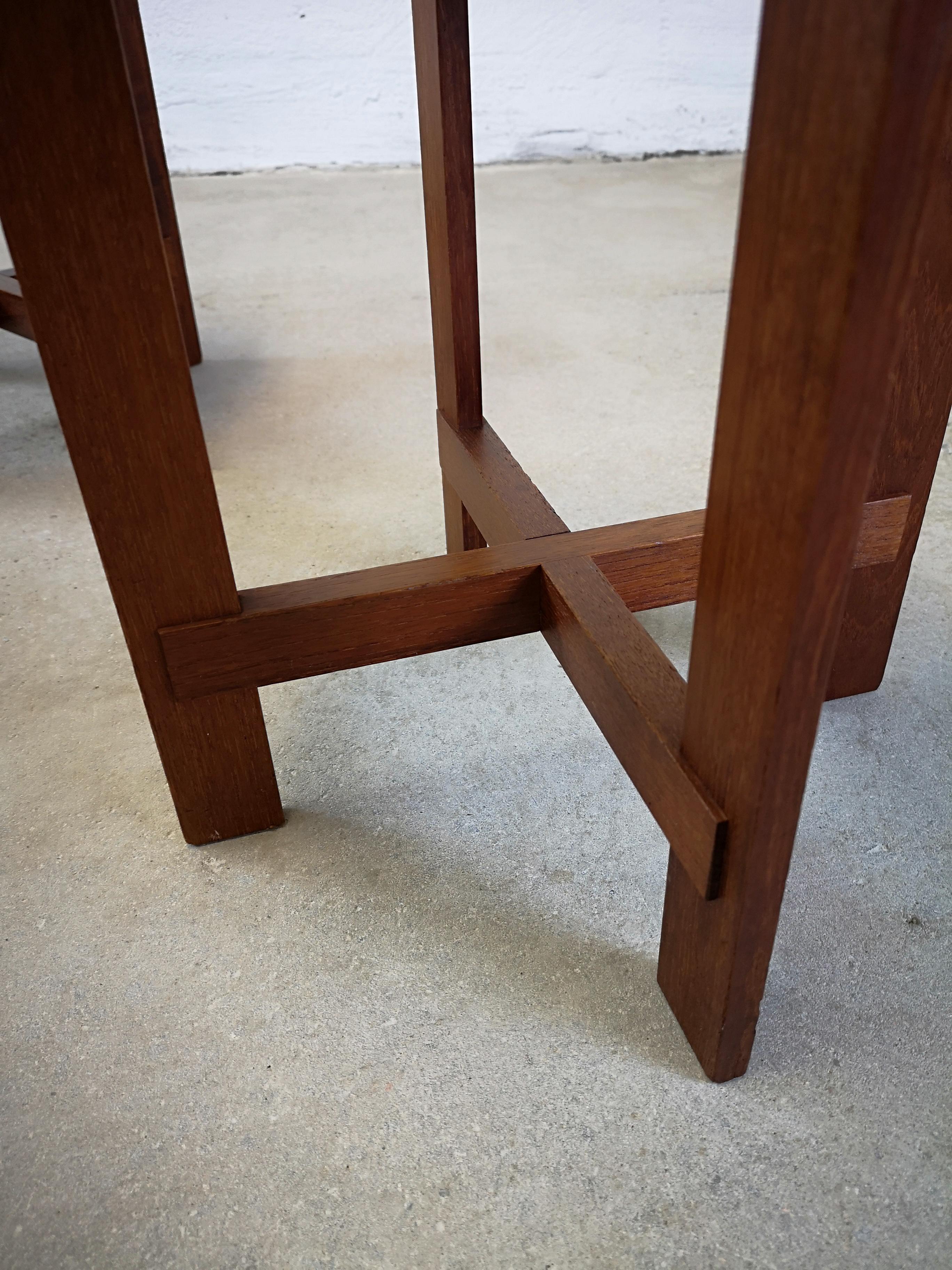 Mid-20th Century Stools in Teak and Leather by Uno & Östen Kristiansson for Luxus, Sweden, 1950s