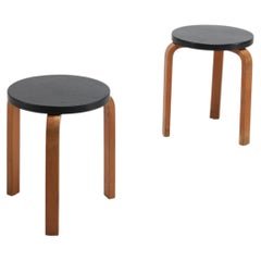 Vintage Pair of 1930s Alvar Aalto Model 60 stools Bowman Brothers Ink Stamp