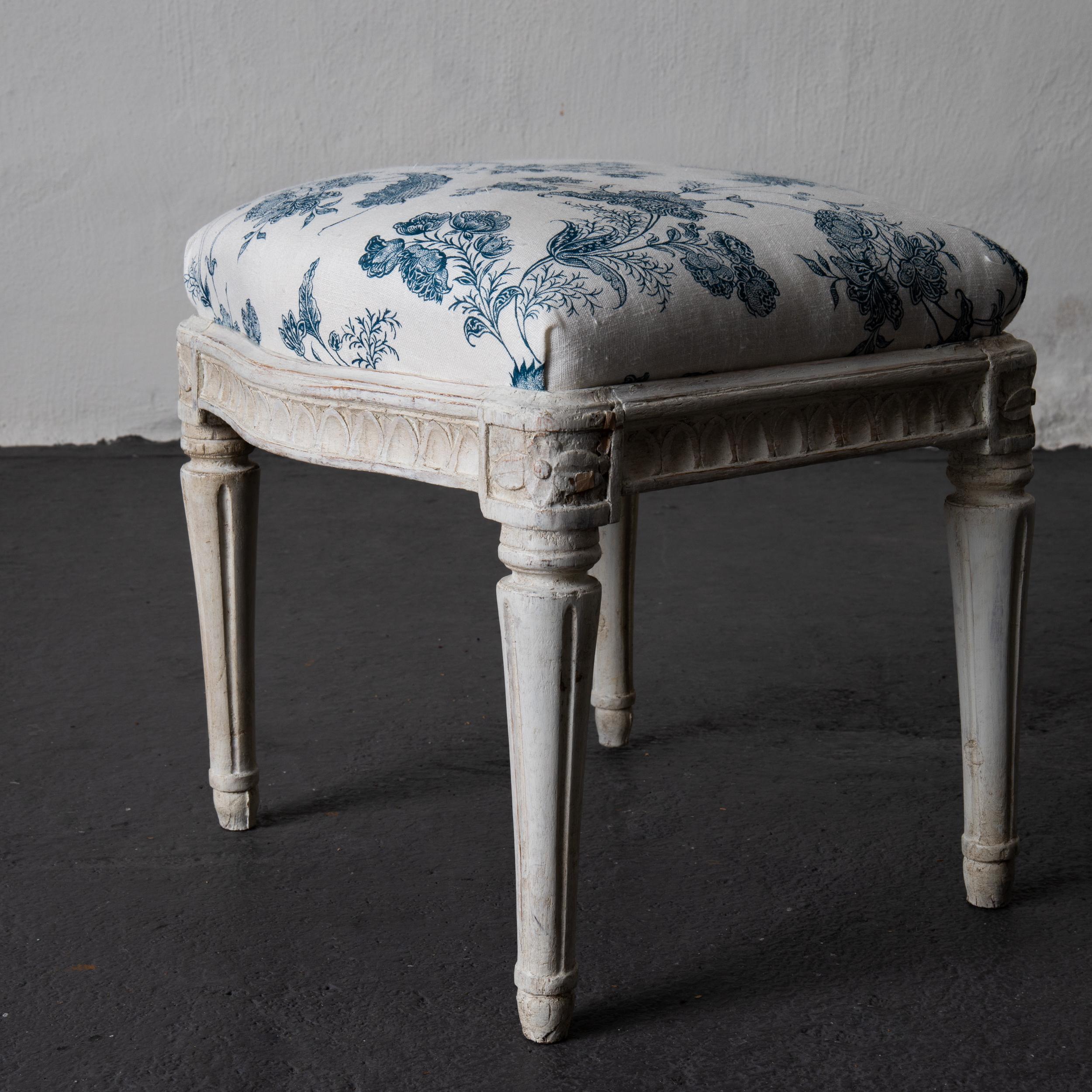 Stools Pair of Swedish White and Blue Gustavian 18th Century Sweden 5