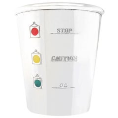 Stop Caution Go Stoplight Enamel and Sterling Shot Cup