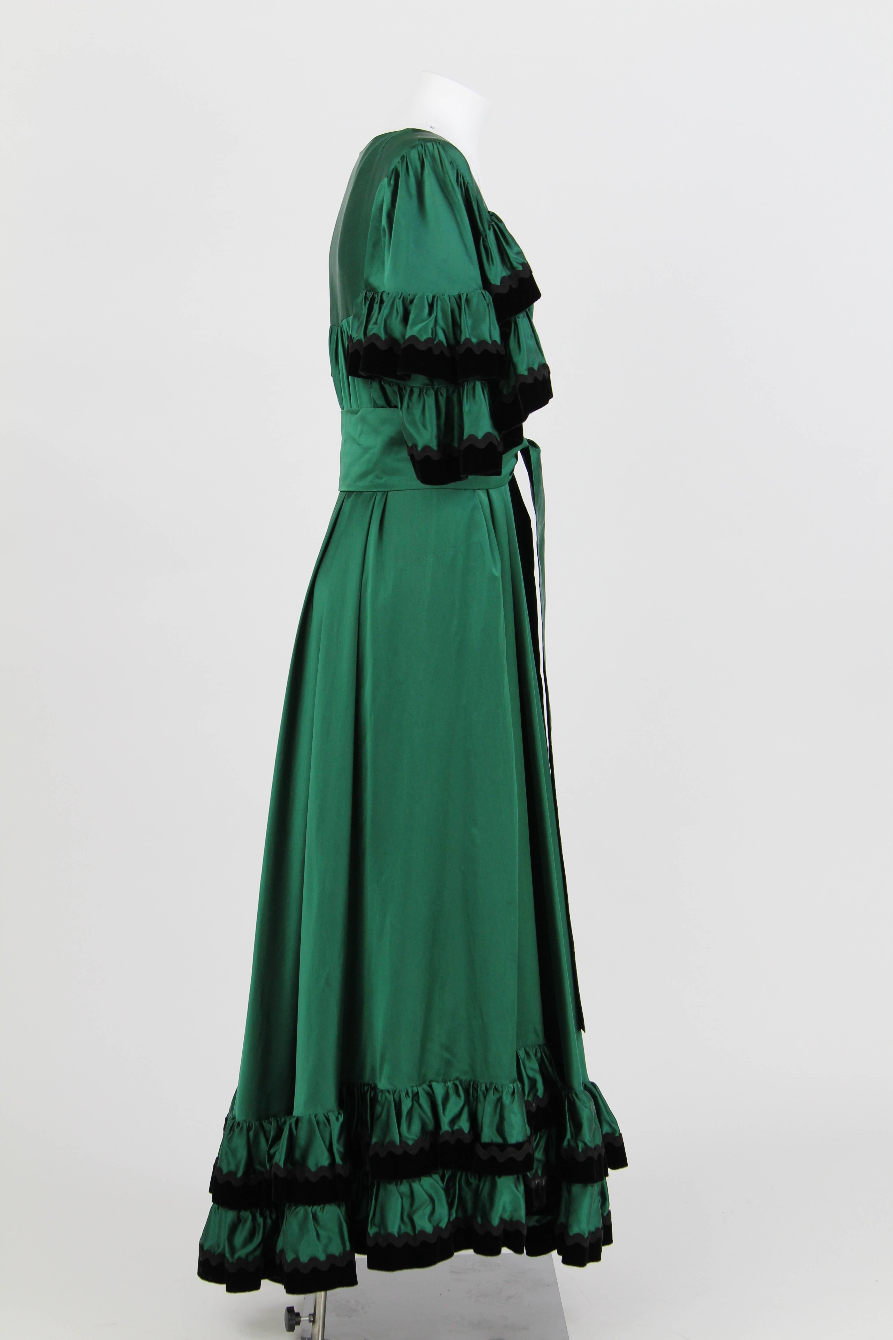 Stop Sénès Green Long Vintage Dress, 1970s (Schwarz)