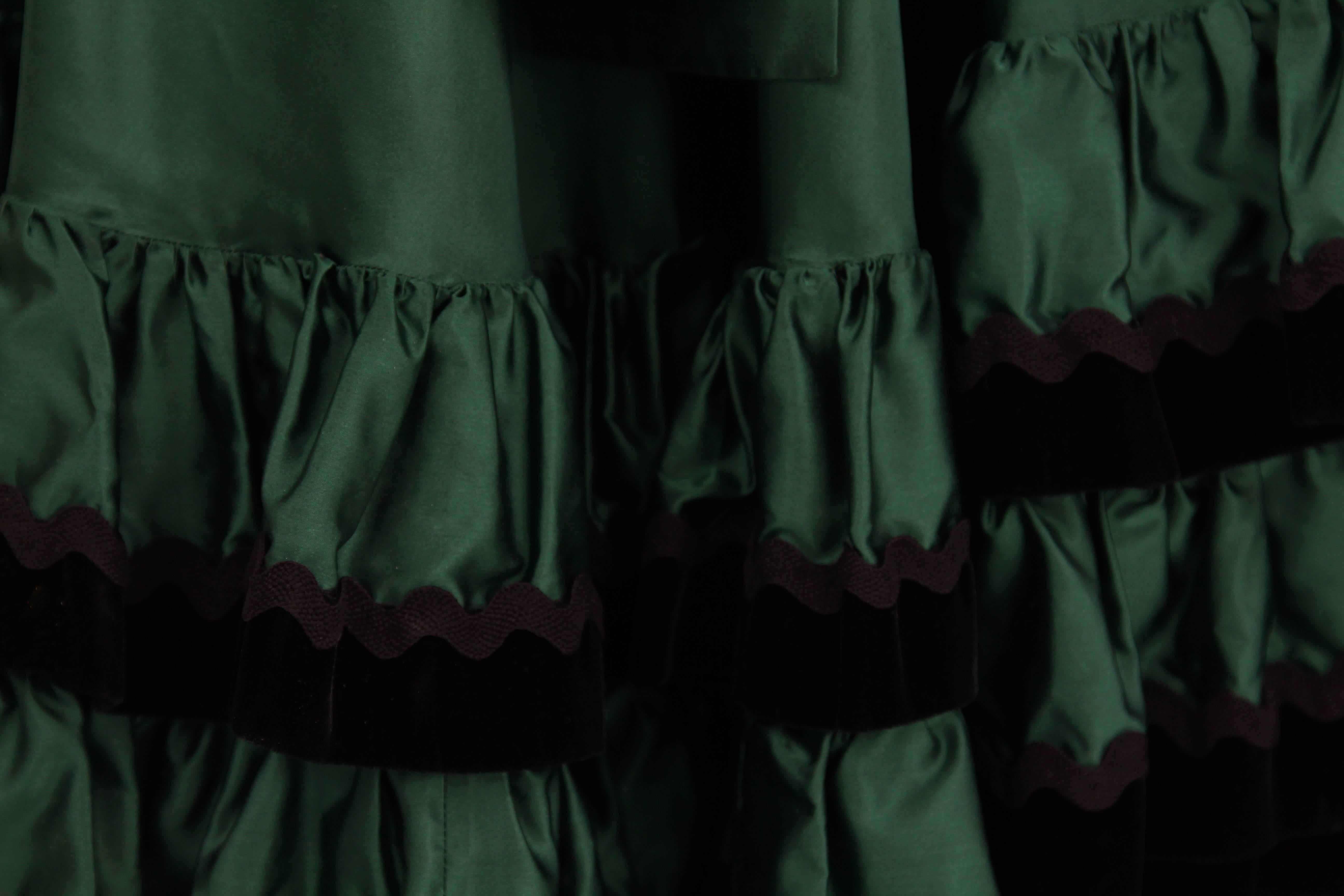 Stop Sénès Green Long Vintage Dress, 1970s im Zustand „Gut“ in Lugo (RA), IT