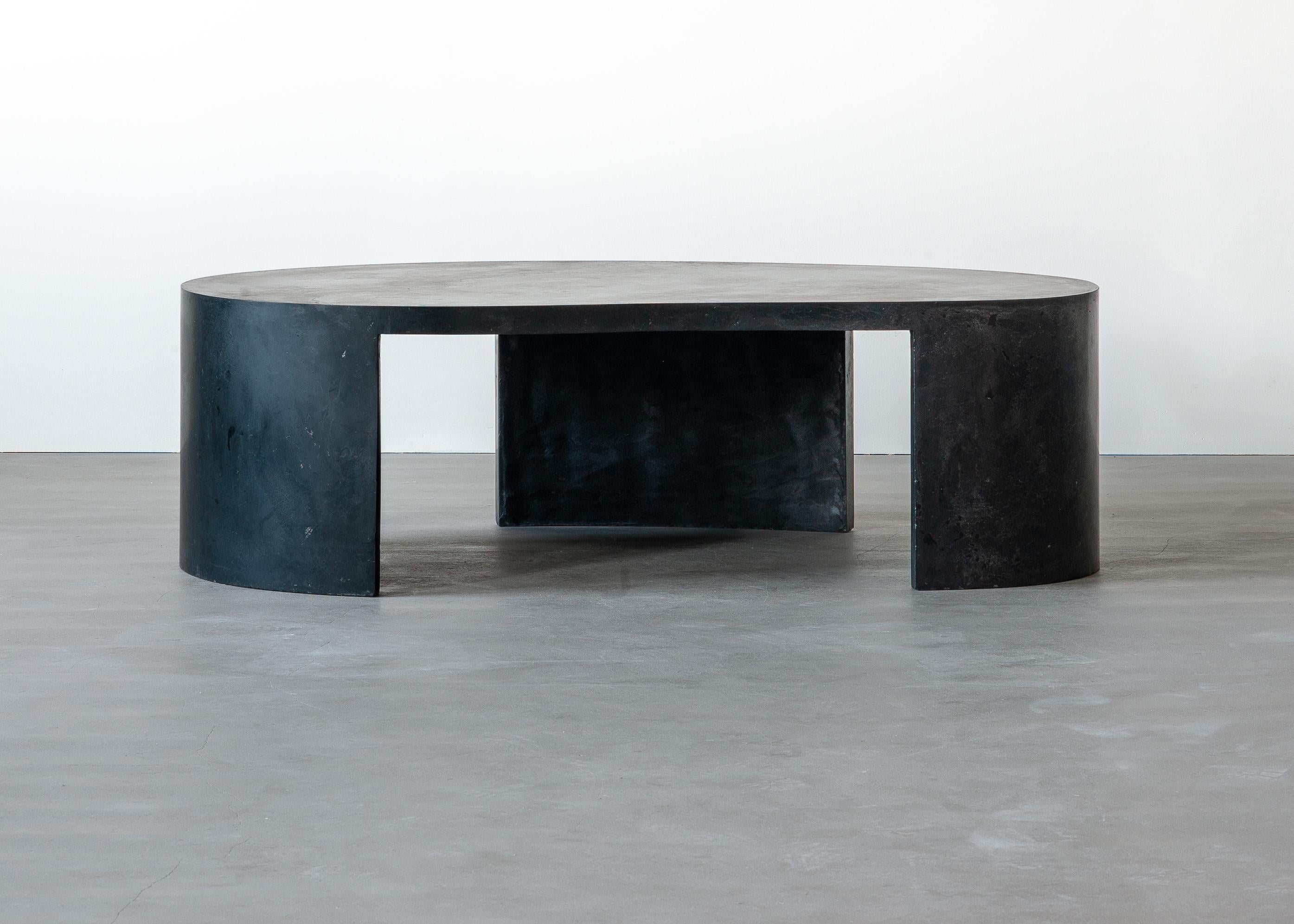 Carved Stopgap, Black Stucco Coffee Table by Andréason & Leibel, Limited Edition For Sale