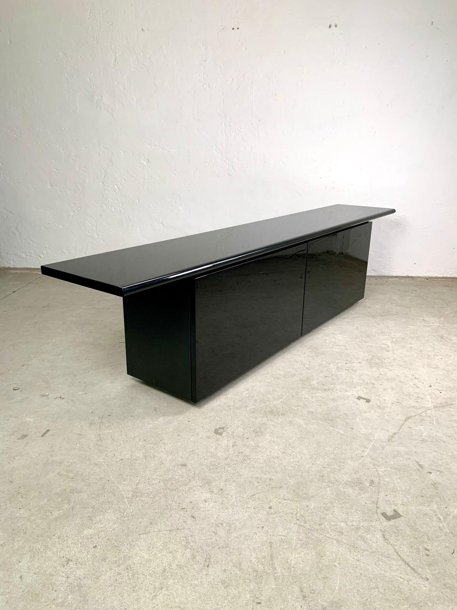 Metal Stoppino and Acerbis, Black lacquered two-door storage sideboard, 1977