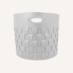 Storage basket in woven leather THESA - round