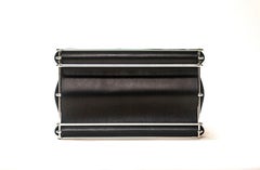 Storage Bins in Nickel Plated Steel Wire and Leather (Black)