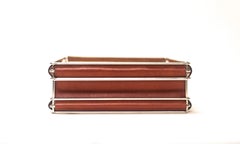 Storage Bins in Nickel Plated Steel Wire and Leather (Chestnut)