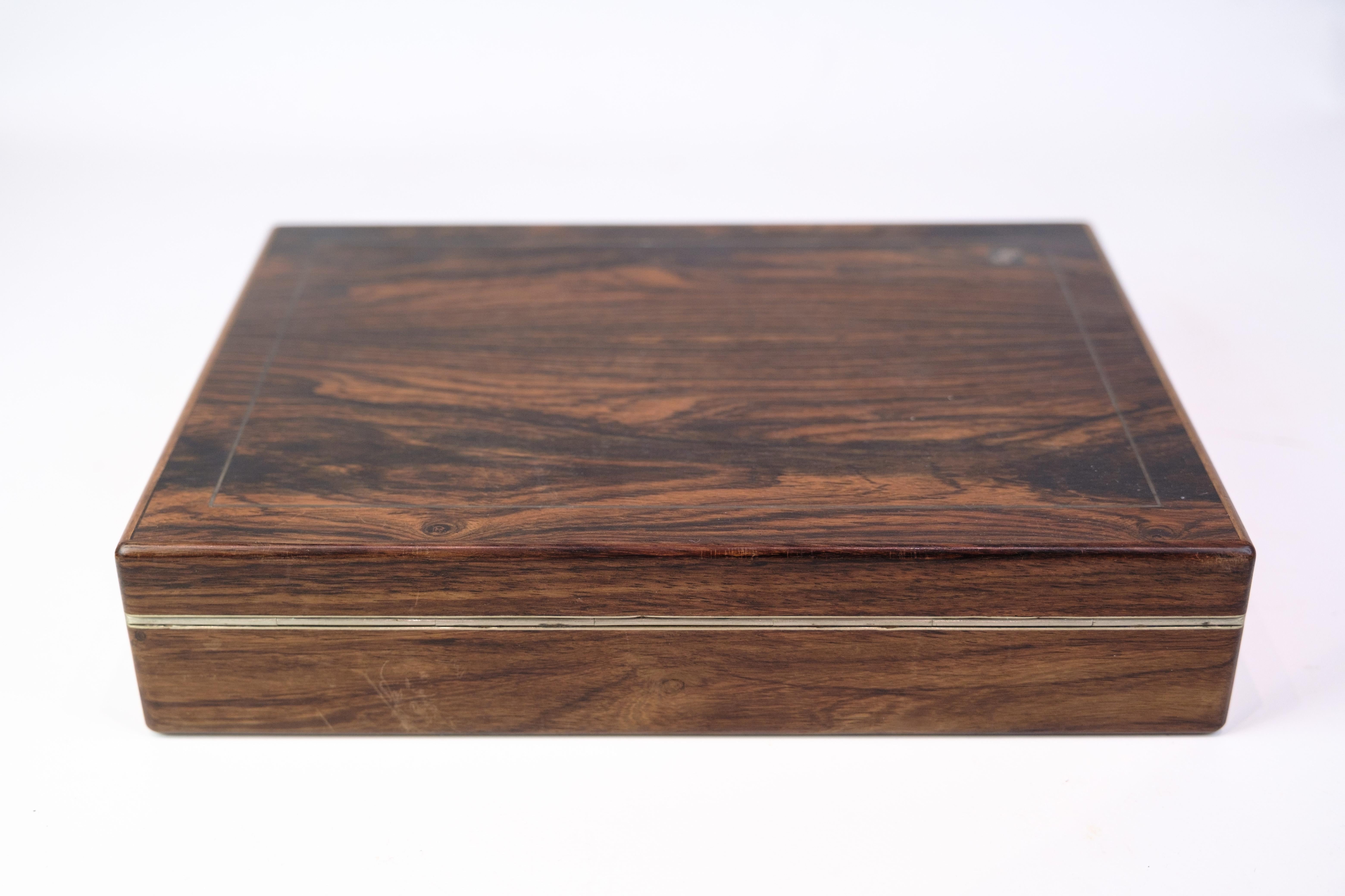 Storage Box In Rosewood With Silver Inlay 