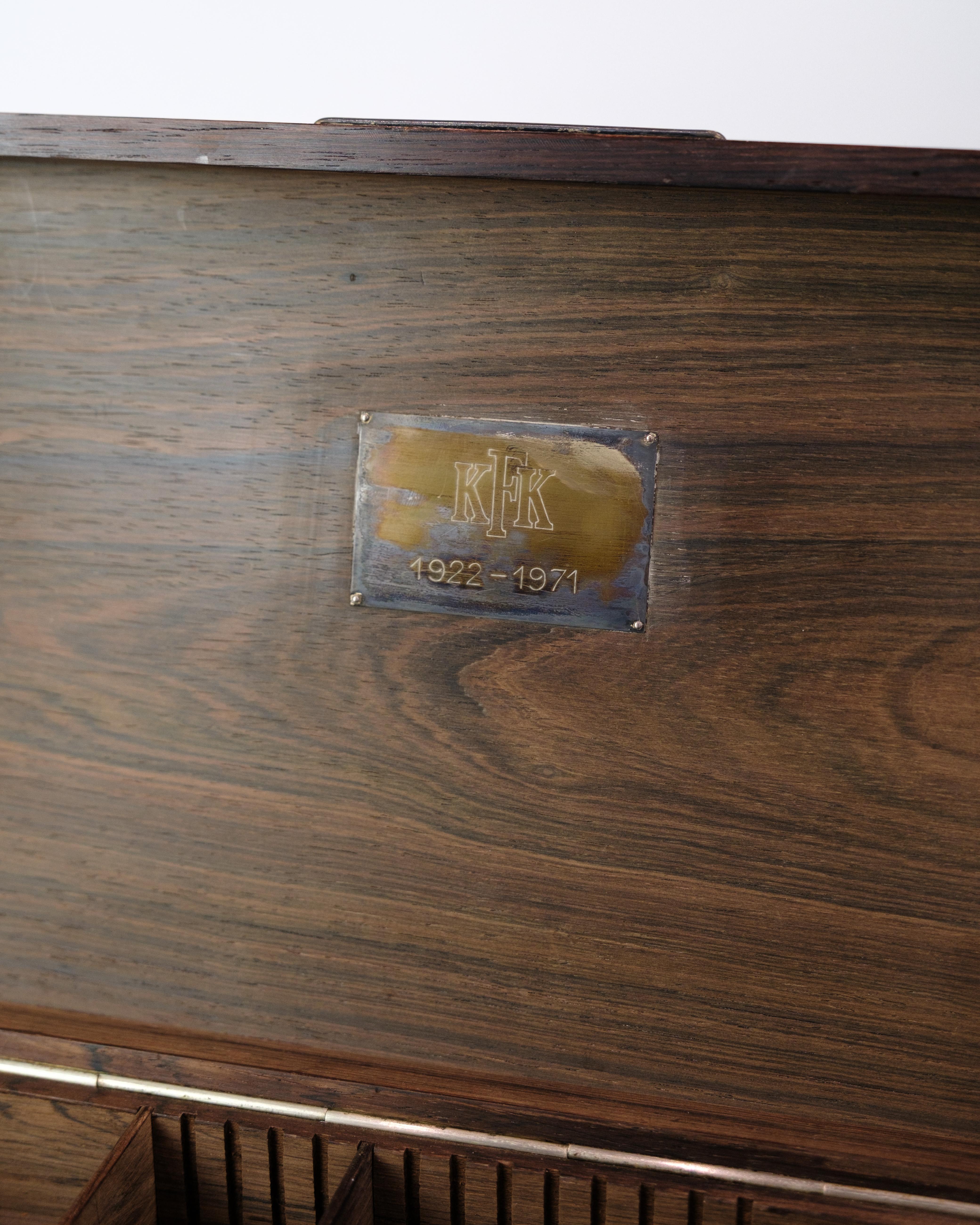 Storage Box Made In Rosewood With Silver Inlay - KFK brand (1922‑1971) In Good Condition For Sale In Lejre, DK