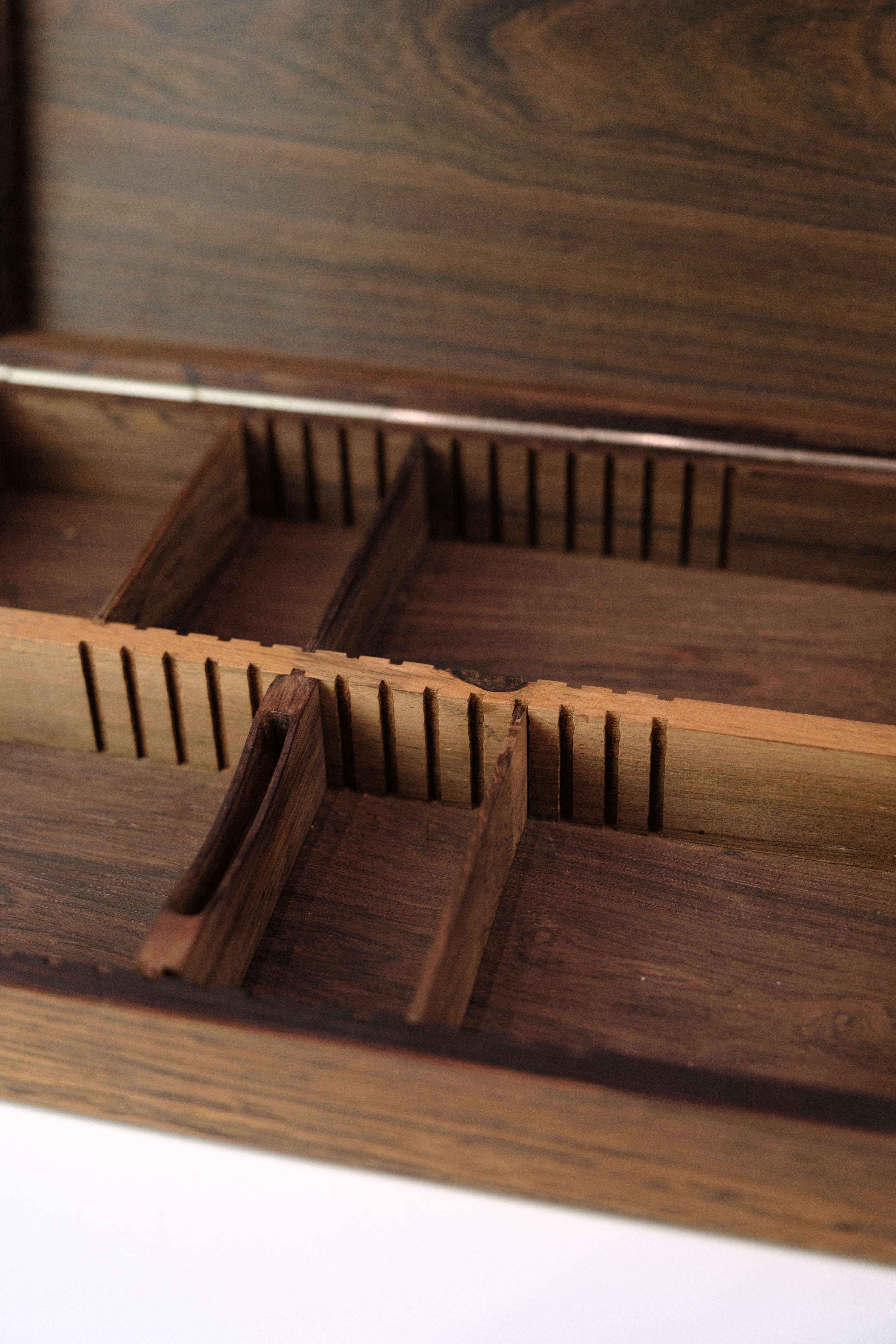 Storage Box Made In Rosewood With Silver Inlay - KFK brand (1922‑1971) For Sale 1