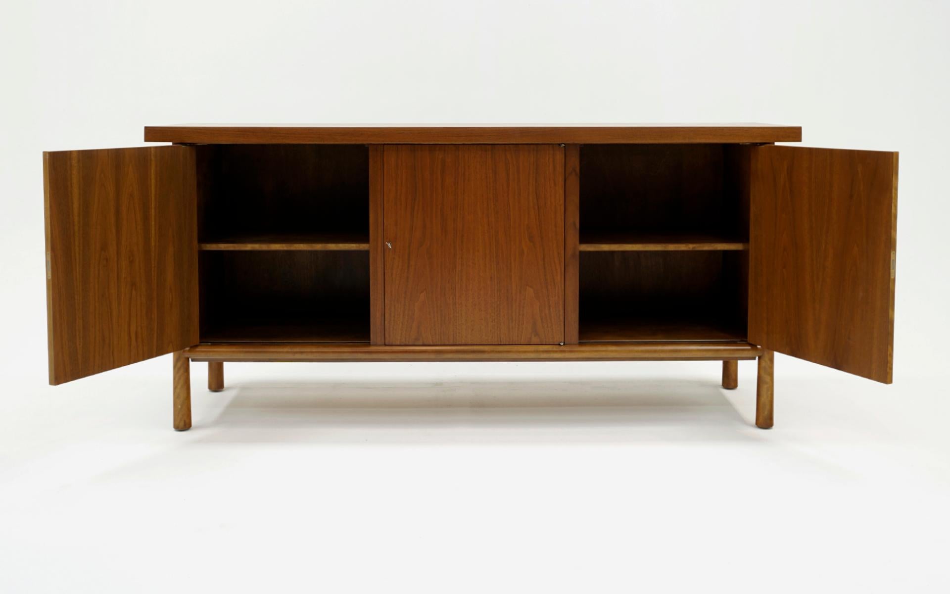 Storage Cabinet Credenza by Robsjohn-Gibbings for Widdicomb. Walnut. Excellent. In Excellent Condition For Sale In Kansas City, MO