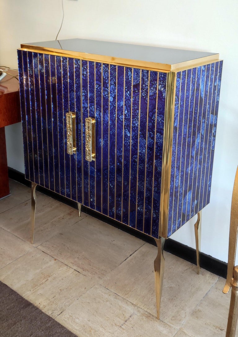 Storage Cabinet in Murano Glass and Brass For Sale 6