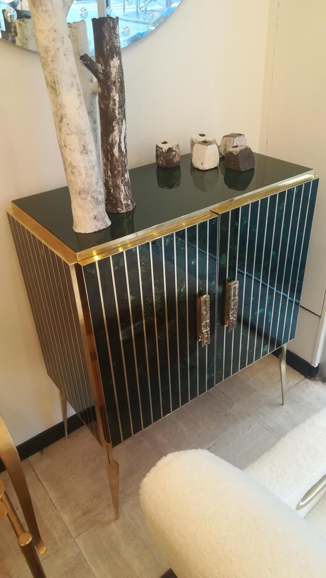 Storage Cabinet in Murano Glass and Brass 6