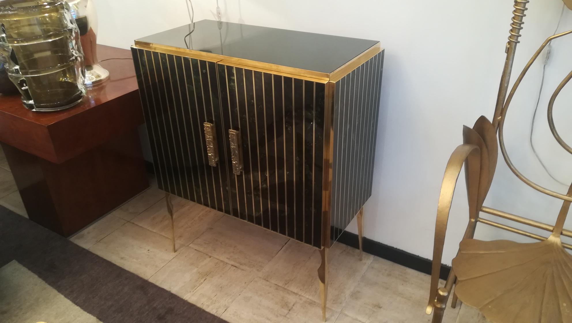 Storage Cabinet in Murano Glass and Brass 7