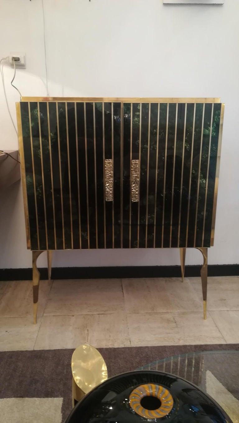 Storage Cabinet in Murano Glass and Brass For Sale 8