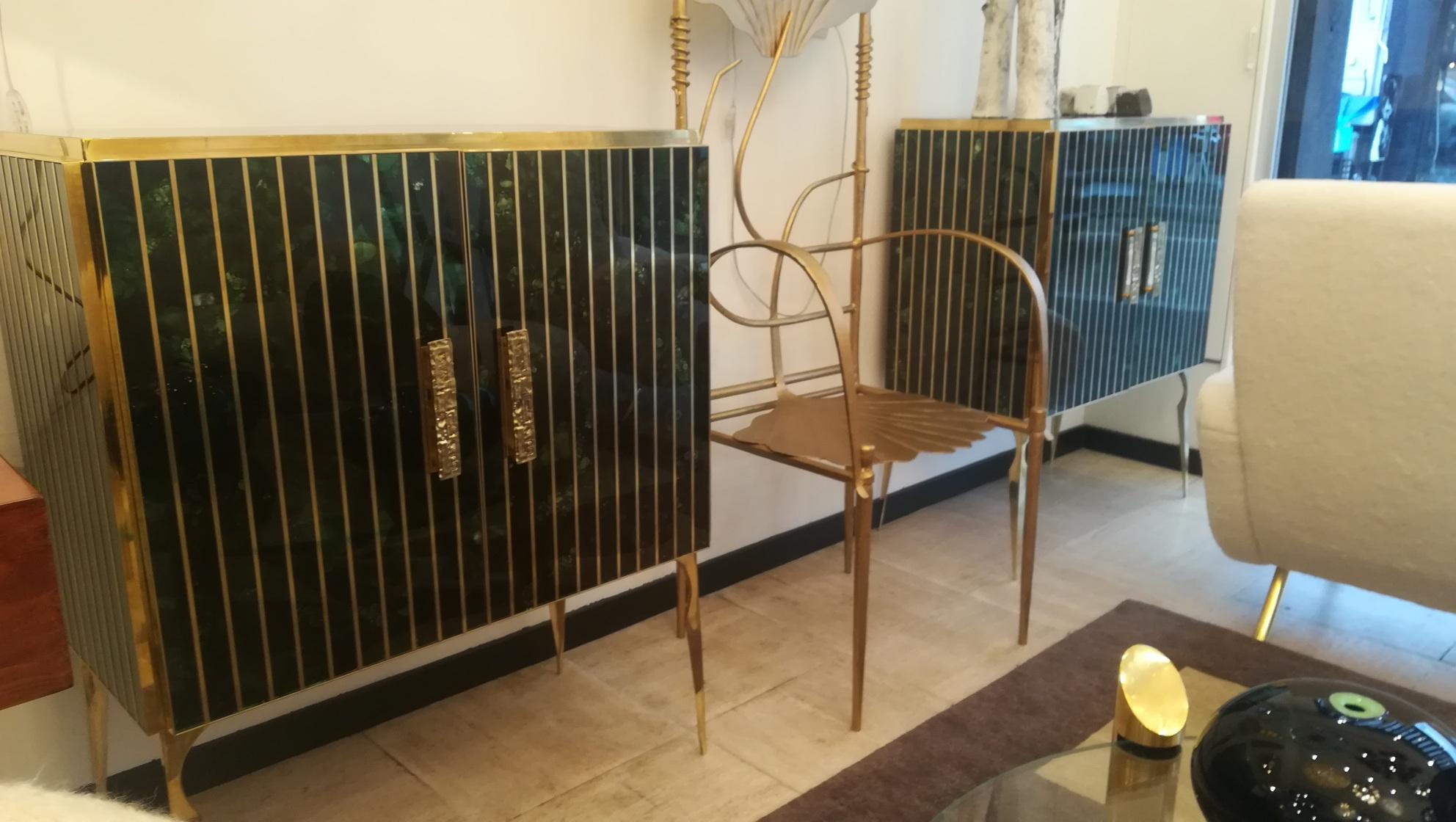 Storage Cabinet in Murano Glass and Brass 11