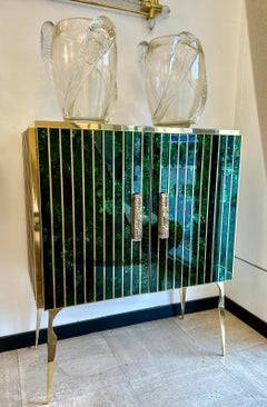 Murano Glass and Brass Side Cabinet