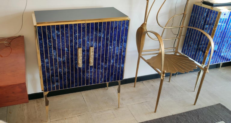 Storage Cabinet in Murano Glass and Brass In Excellent Condition For Sale In Saint-Ouen, FR