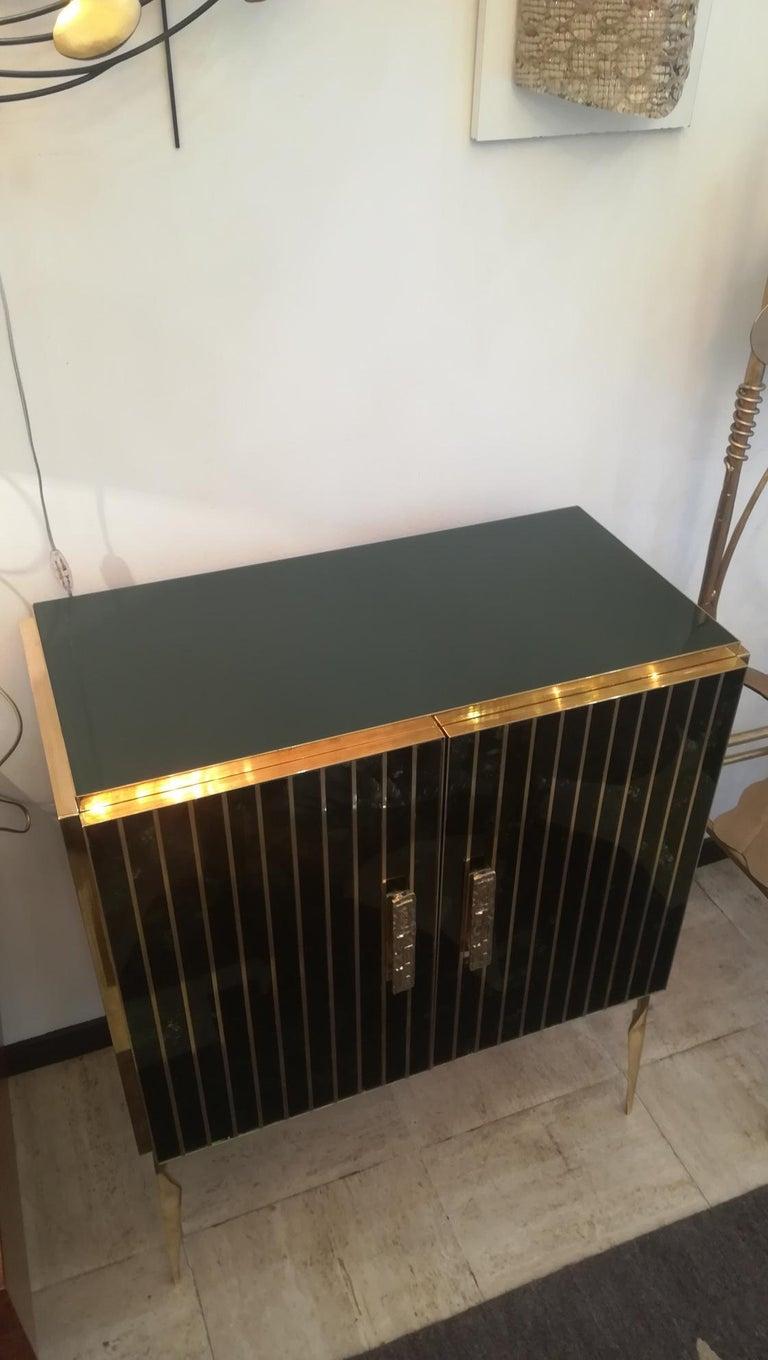 Storage Cabinet in Murano Glass and Brass For Sale 1