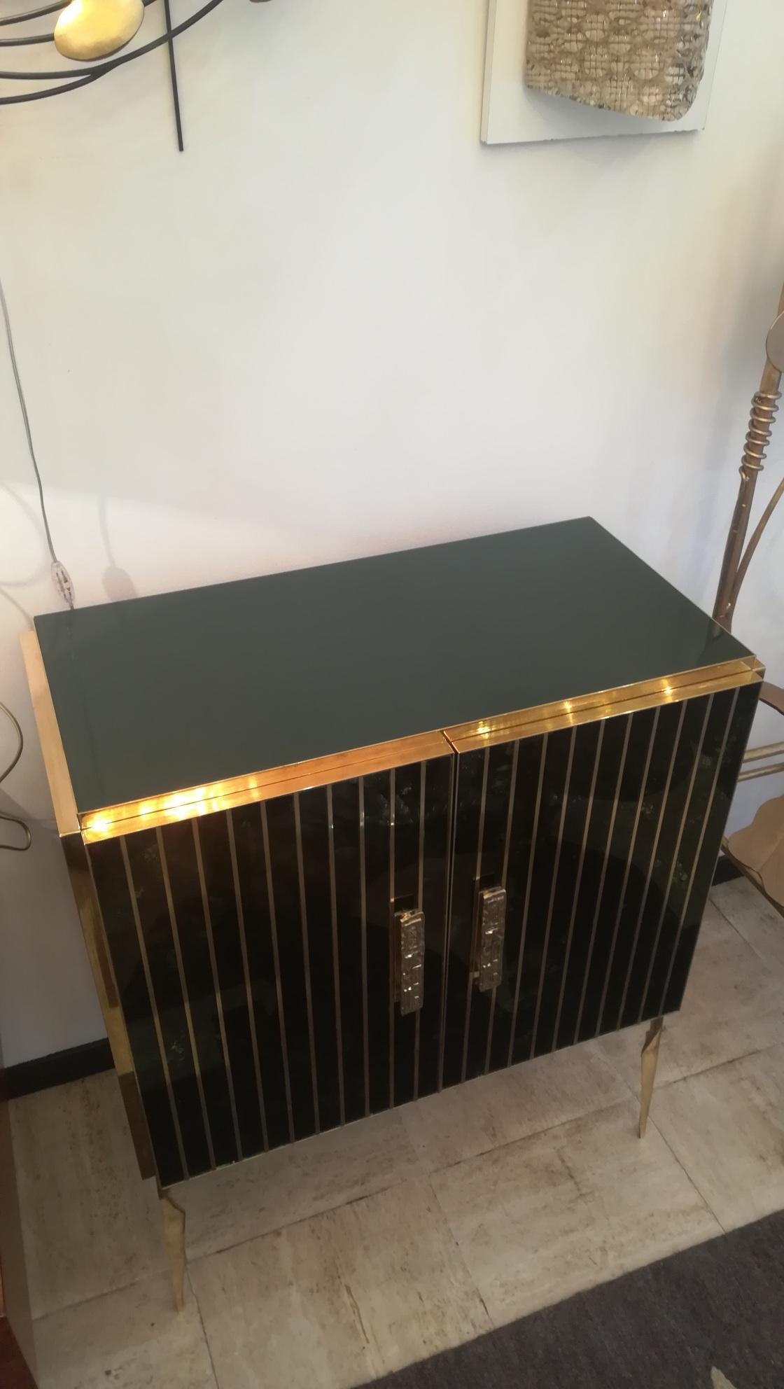 Storage Cabinet in Murano Glass and Brass 1