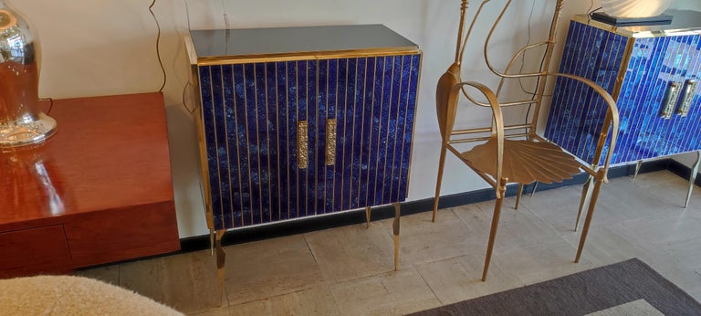 Storage Cabinet in Murano Glass and Brass For Sale 4