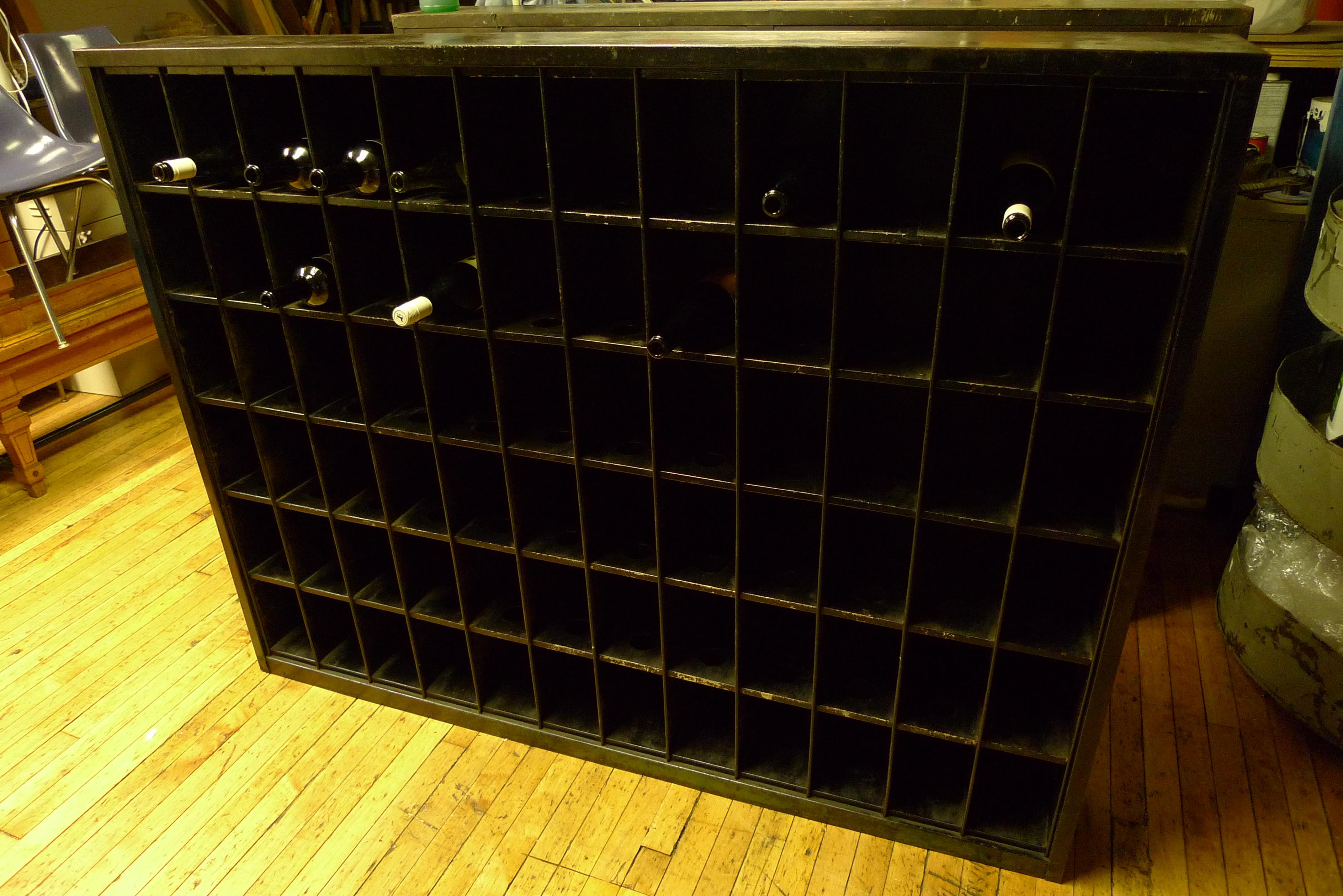 Industrial Storage Cabinet of Painted Steel as Wine Rack, DVD, CD Storage, 72 Cubbies For Sale