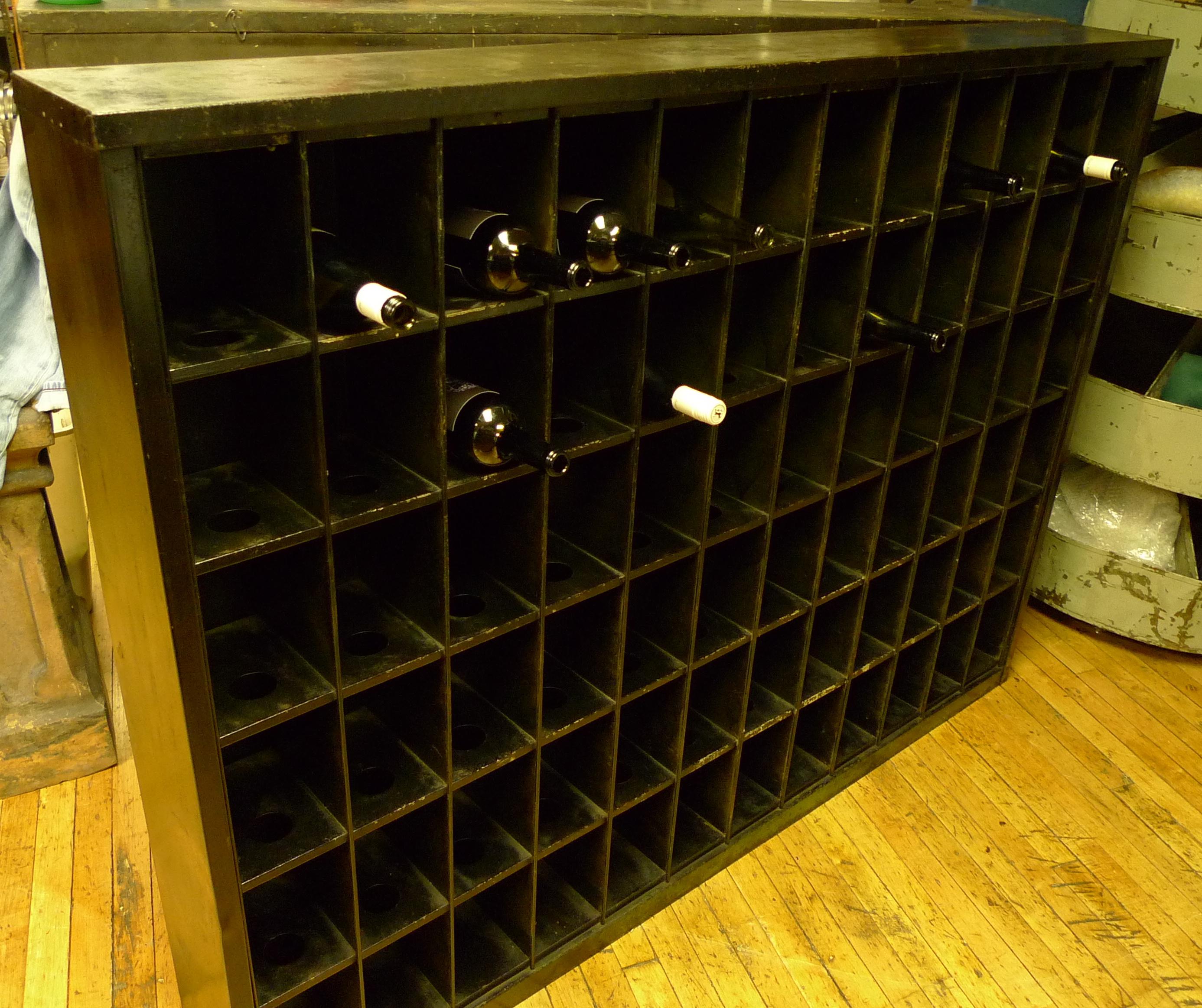 Storage Cabinet of Painted Steel as Wine Rack, DVD, CD Storage, 72 Cubbies   In Good Condition For Sale In Madison, WI