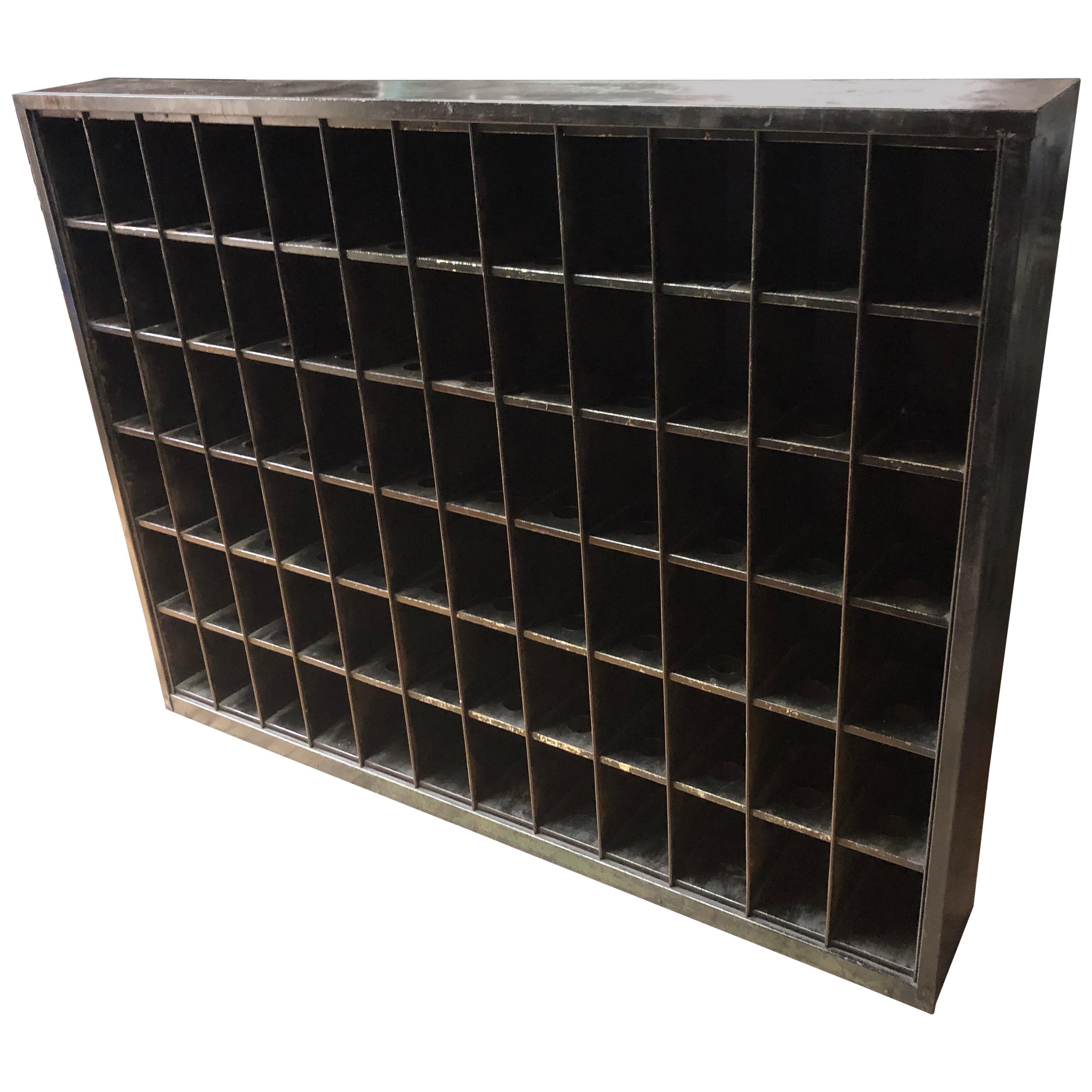 Storage Cabinet of Painted Steel as Wine Rack, DVD, CD Storage, 72 Cubbies   For Sale