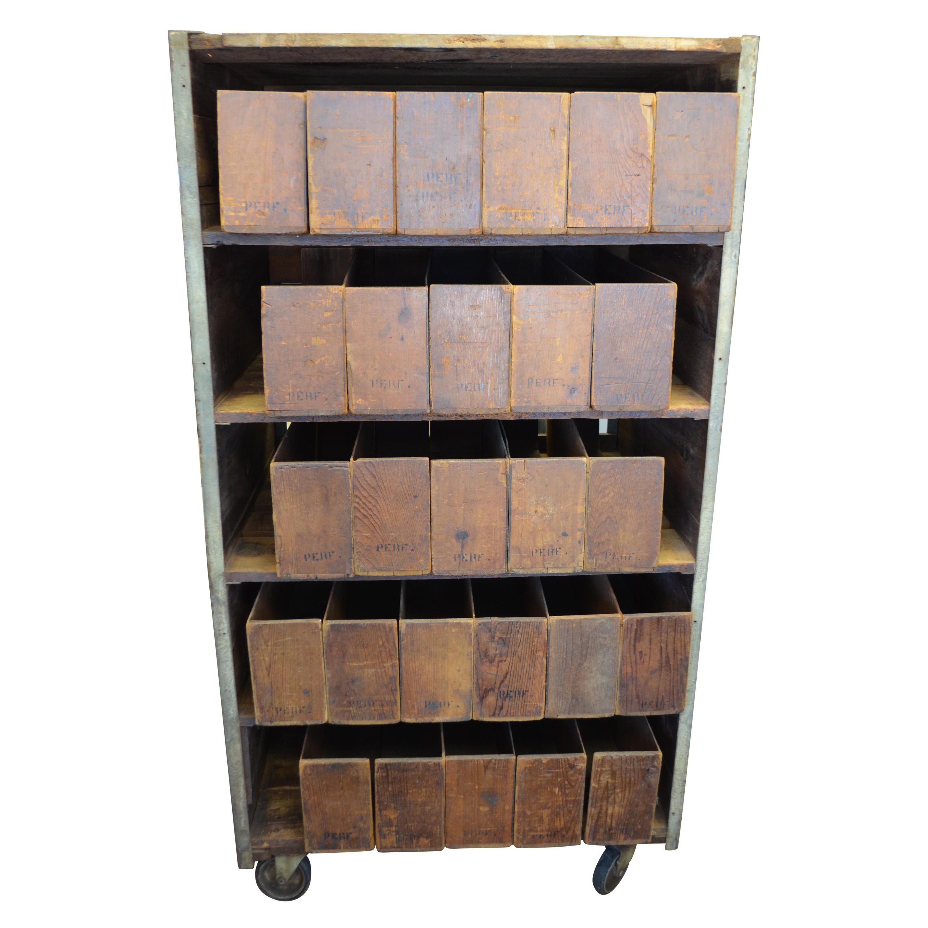 Storage Cabinet on Wheels Used for Cigar Display and Sale in 1900s General Store For Sale